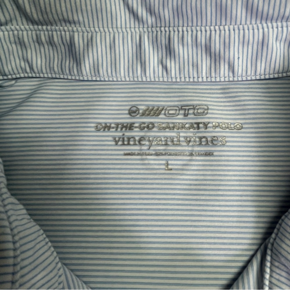 Vineyard Vines L Martha's Vineyard Light Blue Striped On The Go Sankaty Polo - Picture 2 of 5